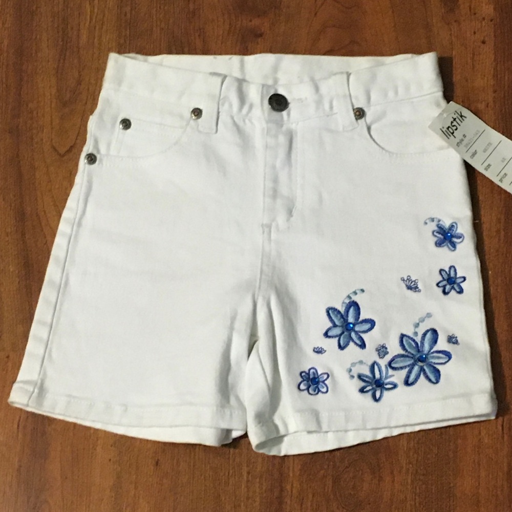 NEW Lipstik Jean Shorts Embroidered Flowers 6X